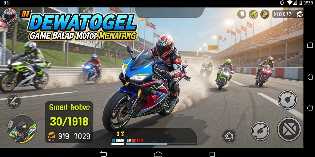 Tampilan gameplay seru dalam balapan motor DEWATOGEL.
