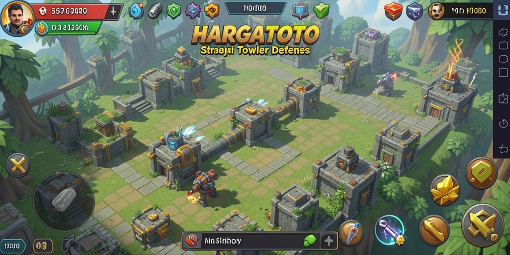 Screenshot gameplay HARGATOTO menampilkan strategi Tower Defense yang mendebarkan.
