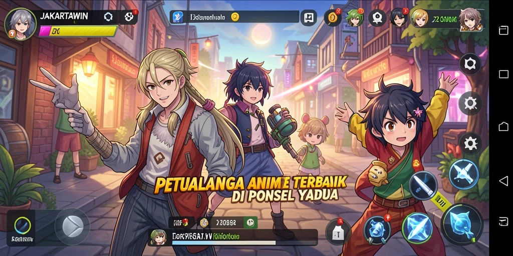 Gameplay seru di JAKARTAWIN dengan karakter anime yang beraksi.