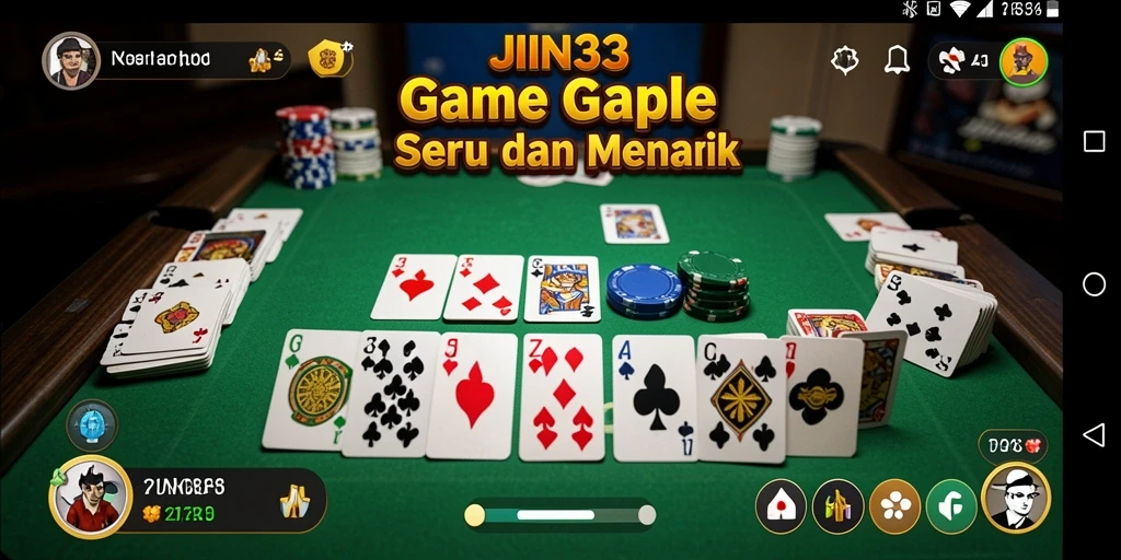 Tampilan gameplay seru di JIN33 dengan kartu Gaple.