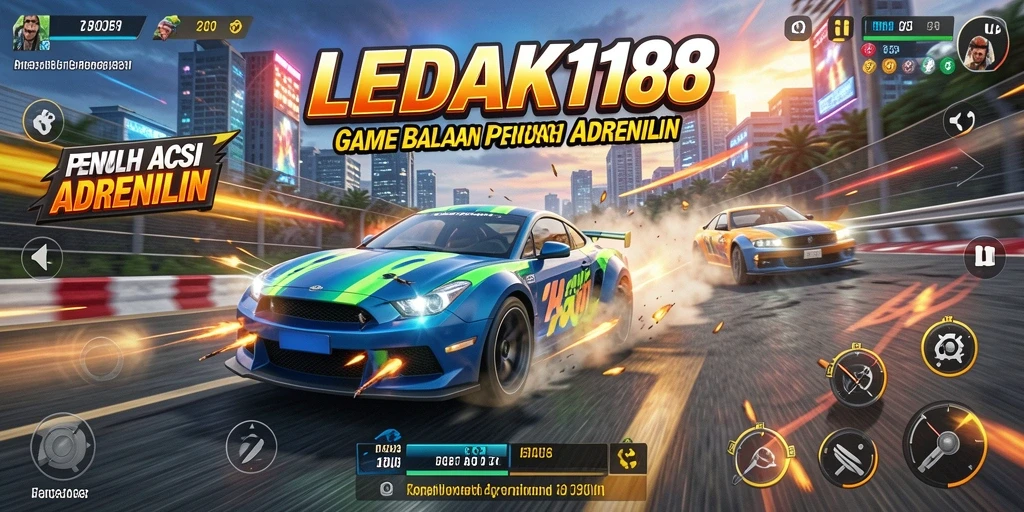 Tampilan gameplay LEDAK188 yang menegangkan dan penuh aksi balapan.