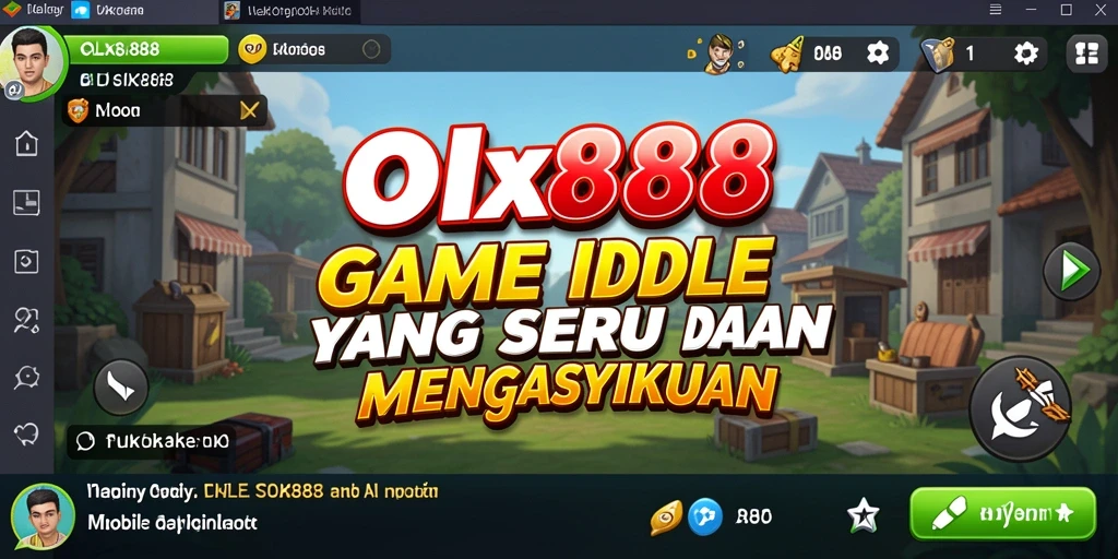 Screenshot OLX888 menampilkan gameplay santai dengan karakter yang berkembang.