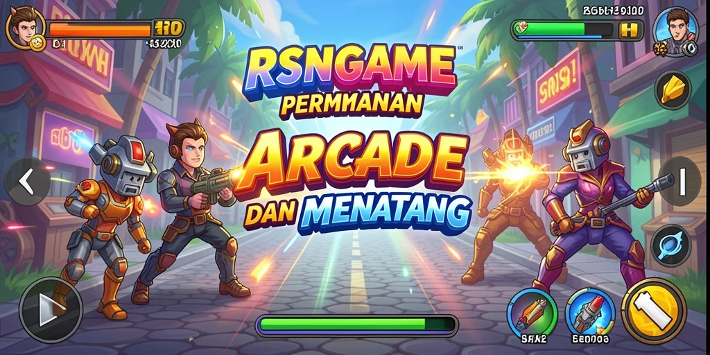 Screenshot gameplay RSNGAME menunjukkan aksi seru dalam level Arcade.